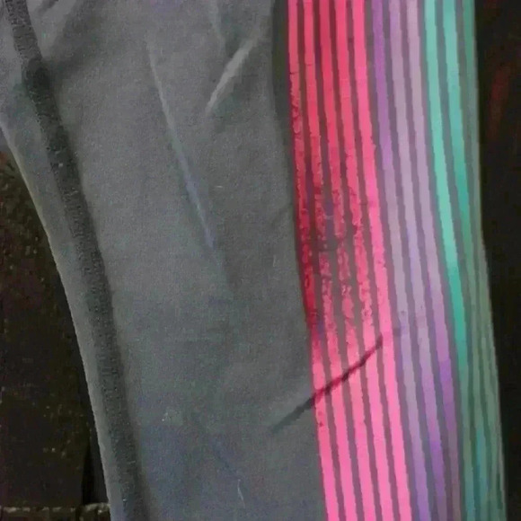 SPIRITUAL GANGSTER Teal Rainbow Stripe High Waist Full Length Leggings Women S - Picture 2 of 9